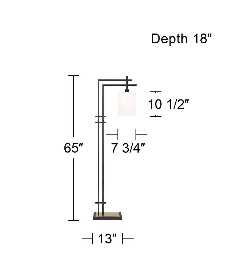 Possini Euro Design Torrance Modern Industrial 65" Tall Downbridge Arc Floor Lamp Matte Warm Frosted Glass Shade for Living Room