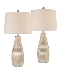 John Timberland Chico 27" Tall Modern Southwest Rustic Table Lamps Set of 2 Light Wood Finish Living Room Oatmeal Shade