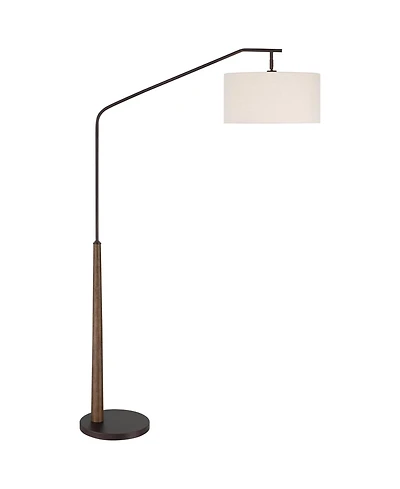 Franklin Iron Works Kipling Farmhouse Rustic 76" Tall Standing Floor Lamp Large Arc Foot Switch Bronze Wood Living Room Bedroom