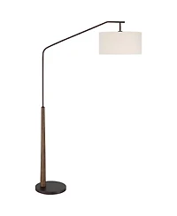 Franklin Iron Works Kipling Farmhouse Rustic 76" Tall Standing Floor Lamp Large Arc Foot Switch Bronze Wood Living Room Bedroom
