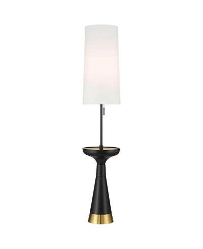 Possini Euro Design Otis Mid Century Modern 66" Tall Standing Floor Lamp Tray Table Pull Chain Metal Living Room House