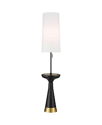 Possini Euro Design Otis Mid Century Modern 66" Tall Standing Floor Lamp Tray Table Pull Chain Metal Living Room House
