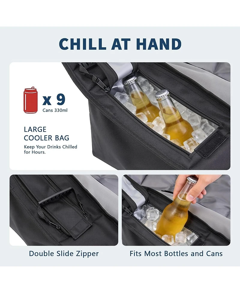 Mooncool Padded Camping Chair Portable Heavy Duty Arm Chairs with Side Pockets Cup Holder
