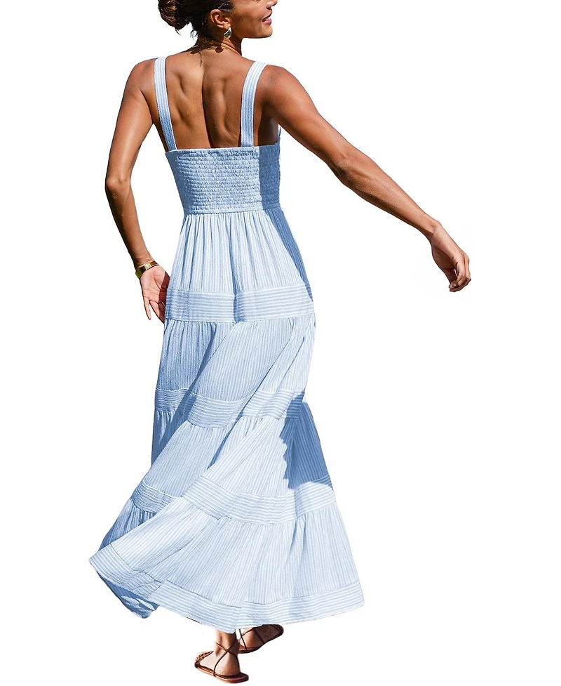 Cupshe Women's Not Sorry Striped Maxi Beach Dress