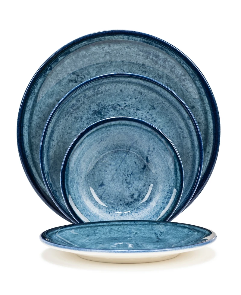 French Home Blue Stone 16-Piece Dinnerware Set, Service For 4