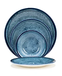French Home Blue Stone 16-Piece Dinnerware Set, Service For 4