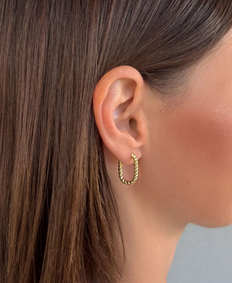 Adornia Gold Set of 3 Rectangle Hoop Earrings