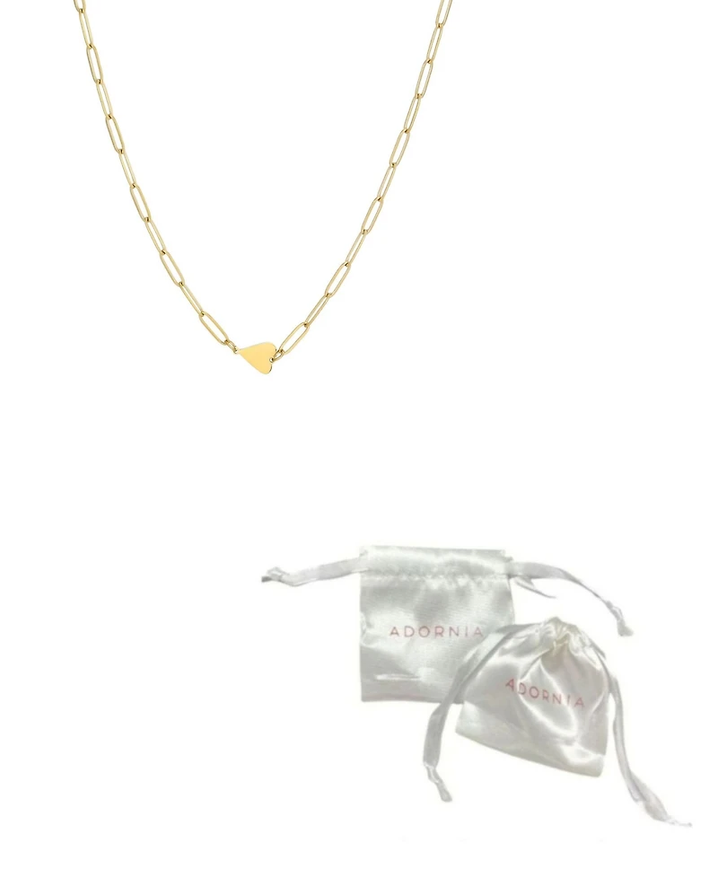 Adornia Tarnish Resistant Gold Sideways Heart Paperclip Chain Necklace