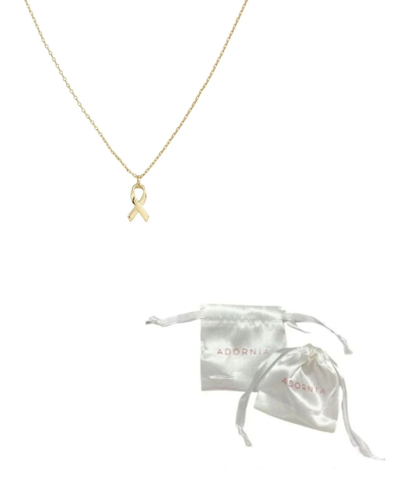 Adornia Gold Hope Ribbon Survivor Necklace