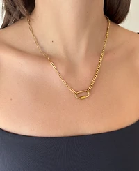 Adornia Tarnish Resistant Gold Carabiner Lock Paperclip Chain Necklace