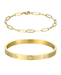 Adornia Tarnish Resistant Gold Paperclip Chain and Star Cuff 2-Piece Set