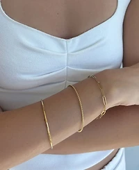 Adornia Tarnish Resistant Gold Set of 2 Bangles and Paperclip Chain Bracelets