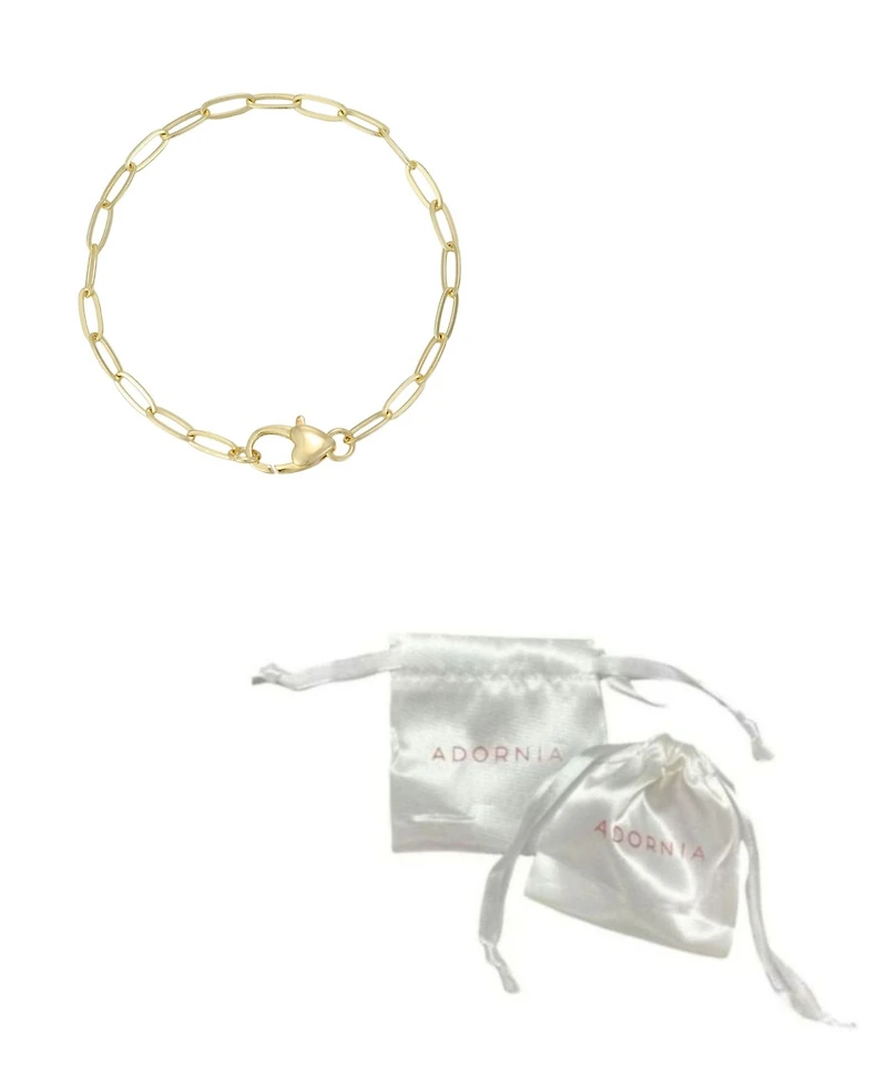 Adornia Gold Heart Lock Paperclip Chain Bracelet