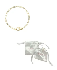 Adornia Gold Heart Lock Paperclip Chain Bracelet