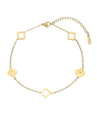Adornia Tarnish Resistant Gold Bolo Clover Station Anklet