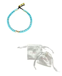 Adornia Natural Freshwater Pearl and Turquoise Bead Adjustable Anklet Set