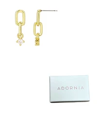 Adornia Gold Mini Paperclip Link Cubic Zirconia Drop Earrings