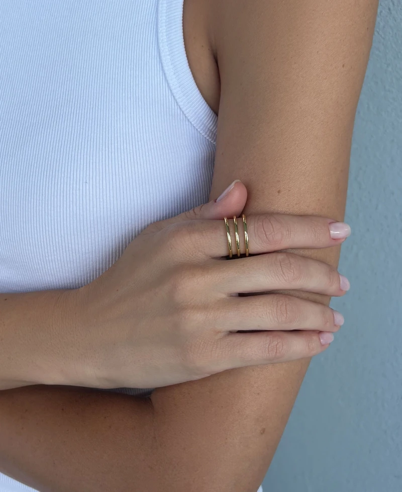 Adornia Gold Adjustable 3-Band Ring
