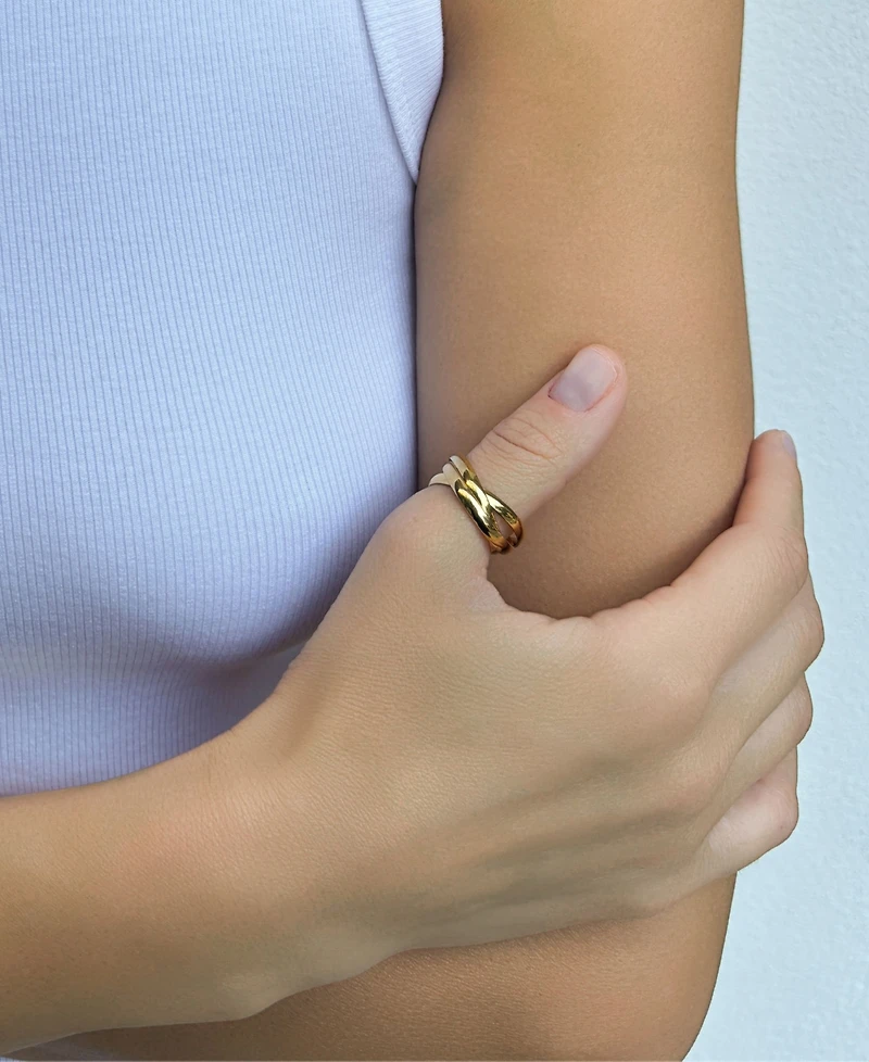 Adornia Tarnish Resistant Gold Rolling 3-Band Ring Set