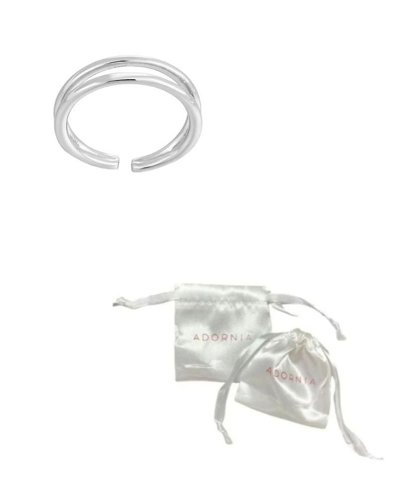 Adornia Silver-Plated Double Line Adjustable Toe Ring