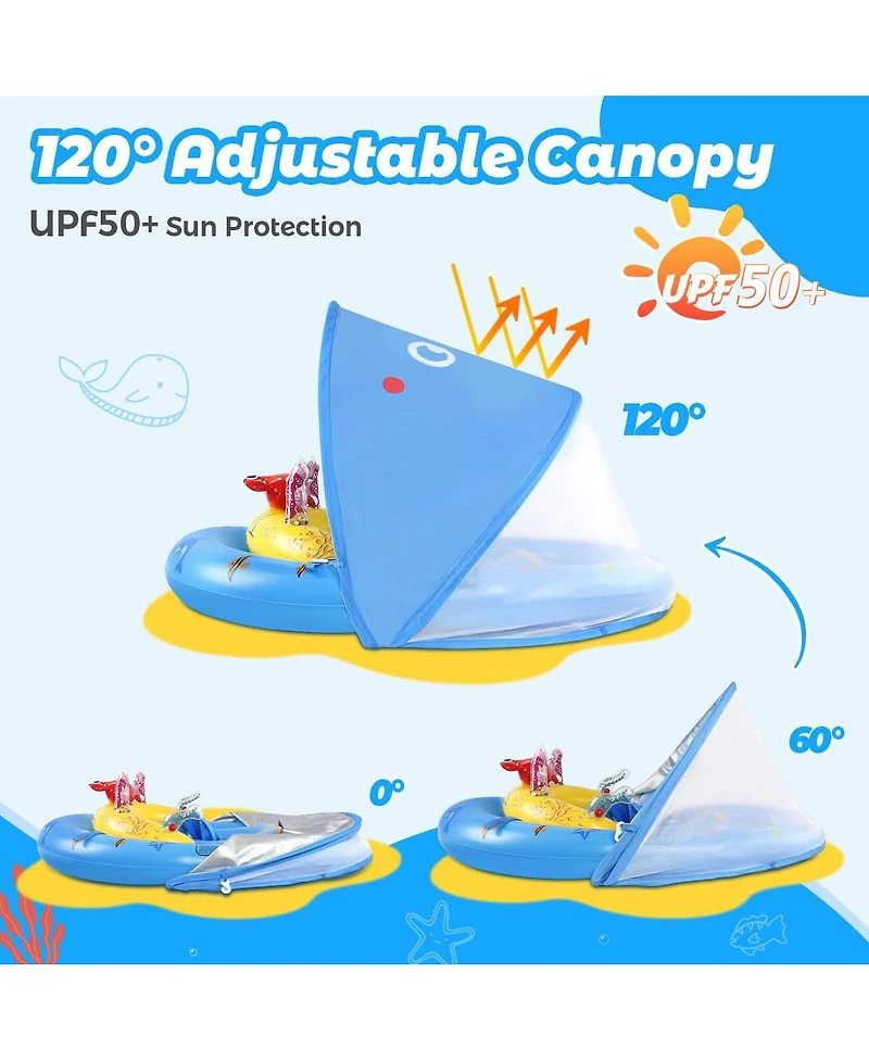 Aofar Baby Pool Float UPF50+ Sun Canopy Safety Seat