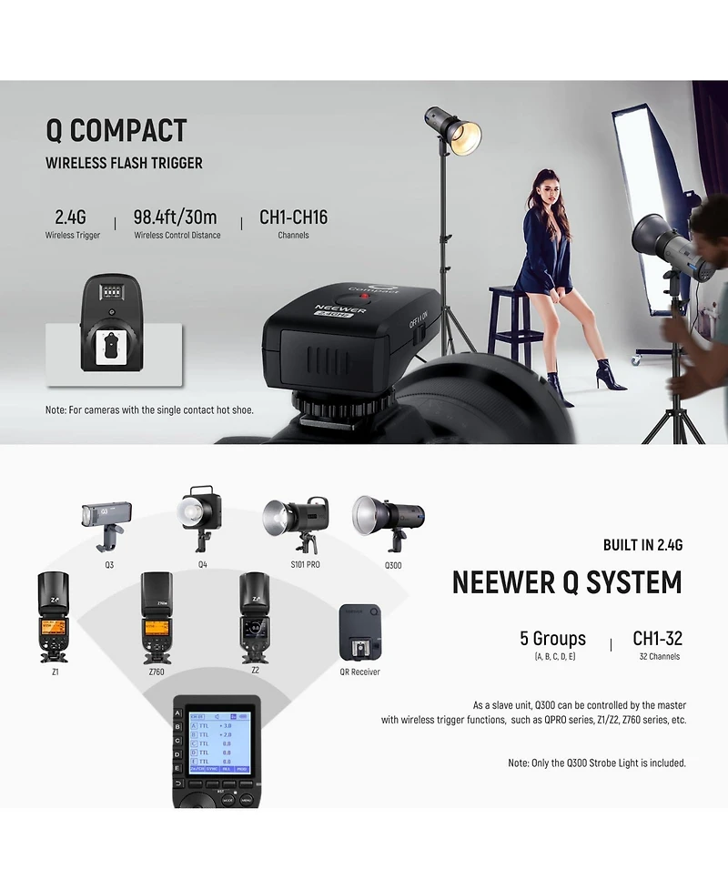 Neewer Q300 Camera Battery and Charging Accessory with 300Ws, 7800mAh