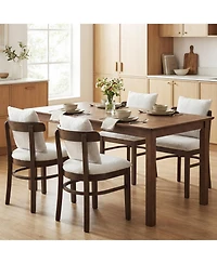 Slickblue Set of 2 Wood Dining Chairs Fabric Upholstered with Removable Cushion