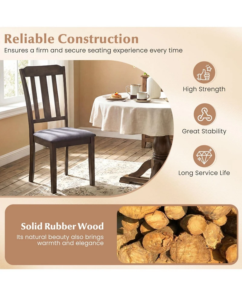 Slickblue Rubber Wood Dining Chairs Set of 2 with Ergonomic Backrest