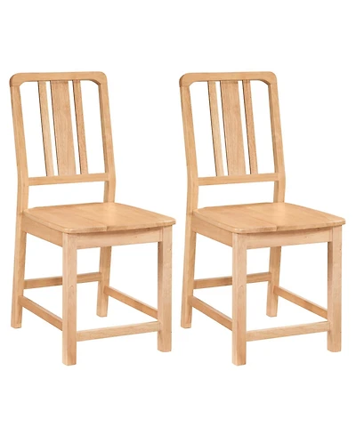 Slickblue Rubber Wood Dining Chairs Set of 2 with Hollowed Backrest