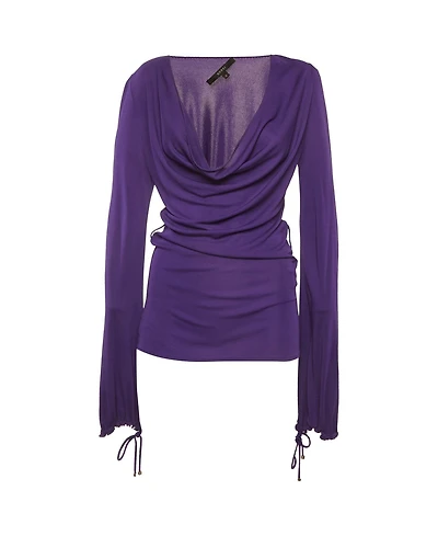 Pre-Owned Gucci Women's Cowl Neck Ruched Long Sleeve Top