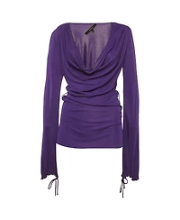 Pre-Owned Gucci Women's Cowl Neck Ruched Long Sleeve Top