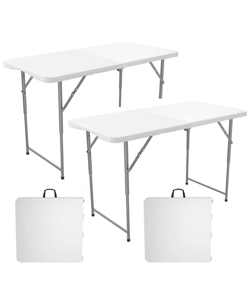 gaomon 2 pieces Outdoor Portable Hdpe Folding Table with Carrying Handle for Picnic Camping Party Indoor and Outdoor Use