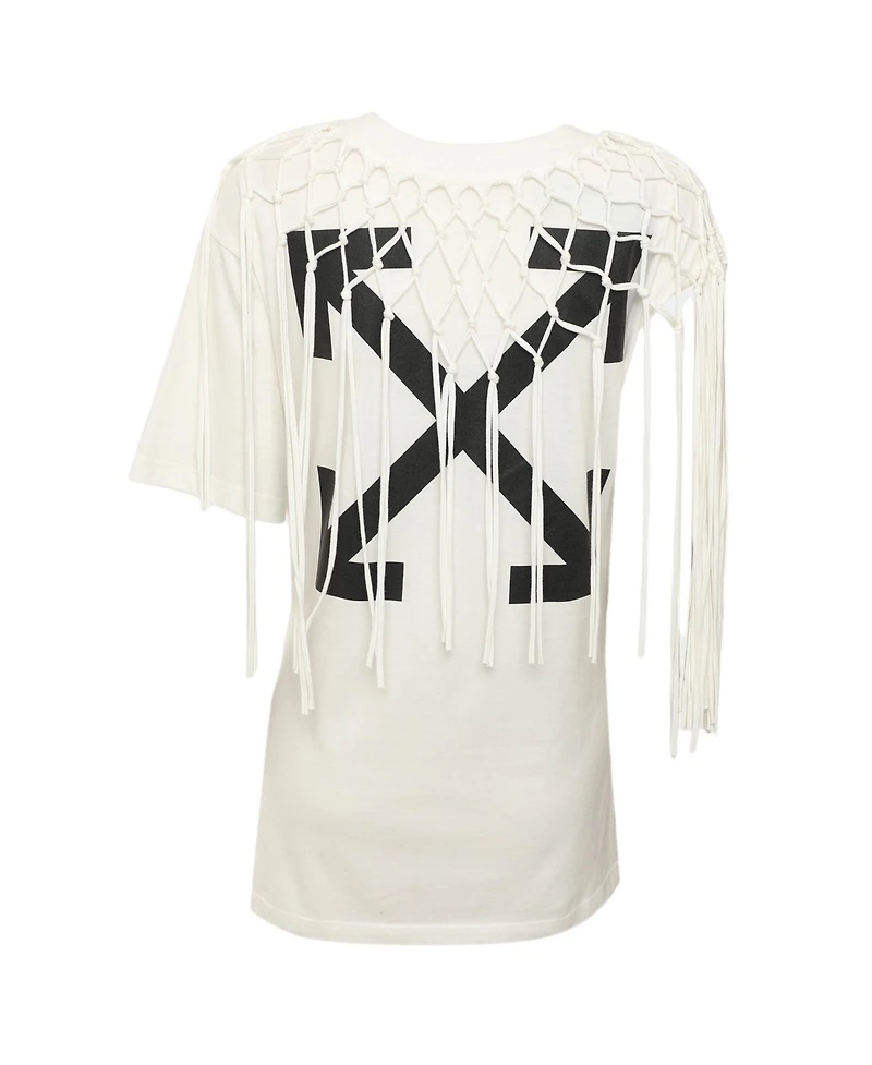 Pre-Owned Off-White Women's Macrame Fringe Detail T-Shirt