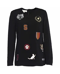 Pre-Owned Stella Mccartney Women's Embroidered Patch Crepe Long Sleeve Top
