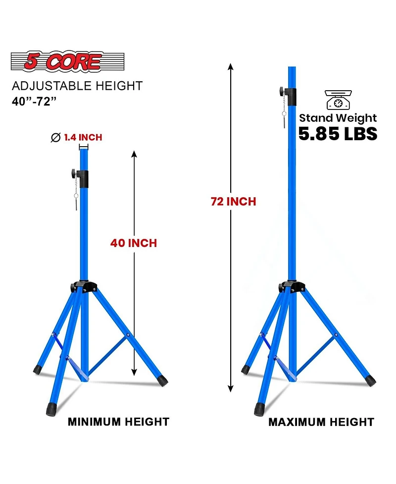 5 core Speaker Stand Tripod Heavy Duty Adjustable 72" Universal Mount for Pa Dj Studio