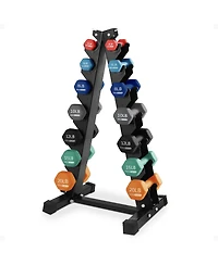 HolaHatha 146 Pound Neoprene Dumbbell Full Body Weight Set with Storage Rack