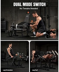 Mikolo Leg Extension and Curl Machine, Adjustable Leg Curl Machine, Seated Leg Extension and Lying Curl Machine for Home Gym