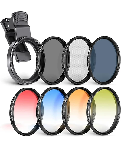 Neewer 55mm Nd/Cpl/Effect Filter Set with Mobile Phone Camera Lens Clamp Clip, Polarizing ND32 6 Point Star 4 Graduated Colour Filters Kit