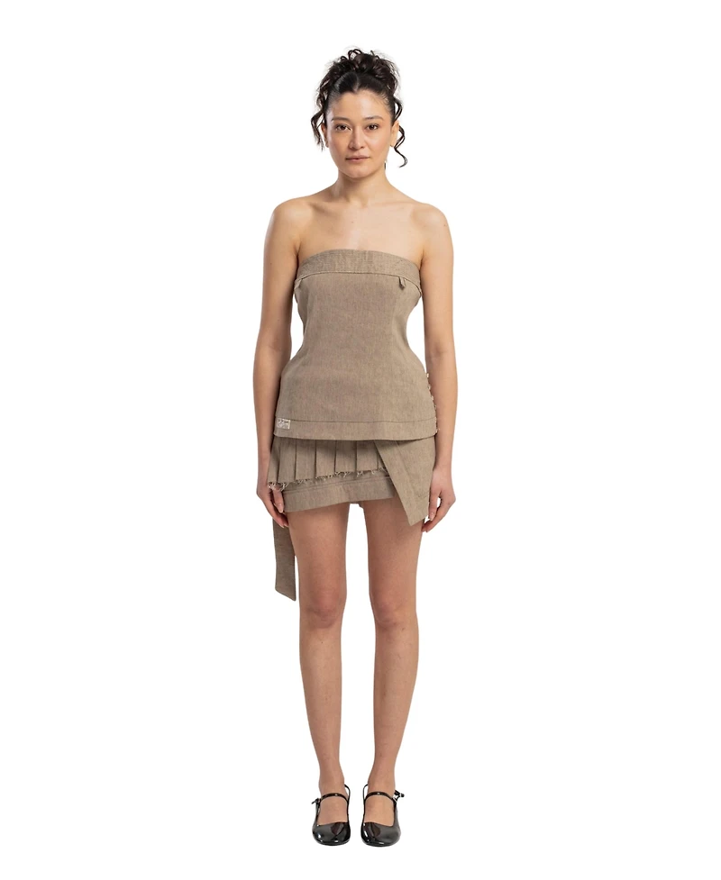 Pcfg Women's Linen-Blend Strapless Top