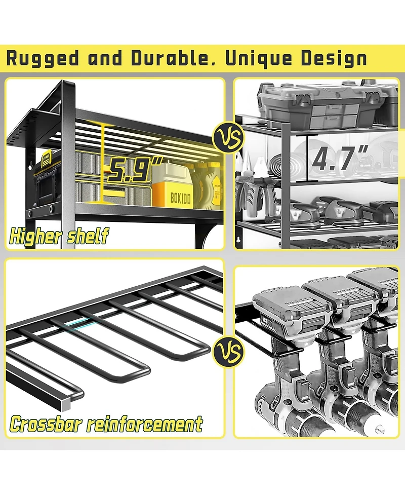 Xdovet Power Tool Organizer Wall Mount 4 Layer Heavy Duty Storrack Drill Holder Garage Workshop Storage