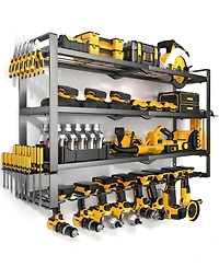Power Tool Organizer Wall Mount 4-Tier Metal Rack Drill Holder Garage Storage