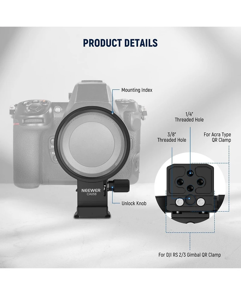 Neewer CA058 Camera Mounting Accessory for Dji Rs 3/2 and Arca Quick Release System