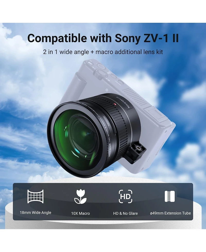 Neewer Ls-86 Camera Lens Accessory with 2 in, 10X for Sony Zv-1 Ii