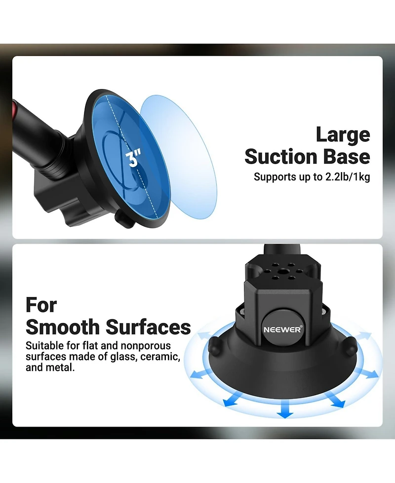 Neewer CA166 Camera Mounting Accessory with 2.2 lb for select GoPro, Dji and Insta360 action cameras