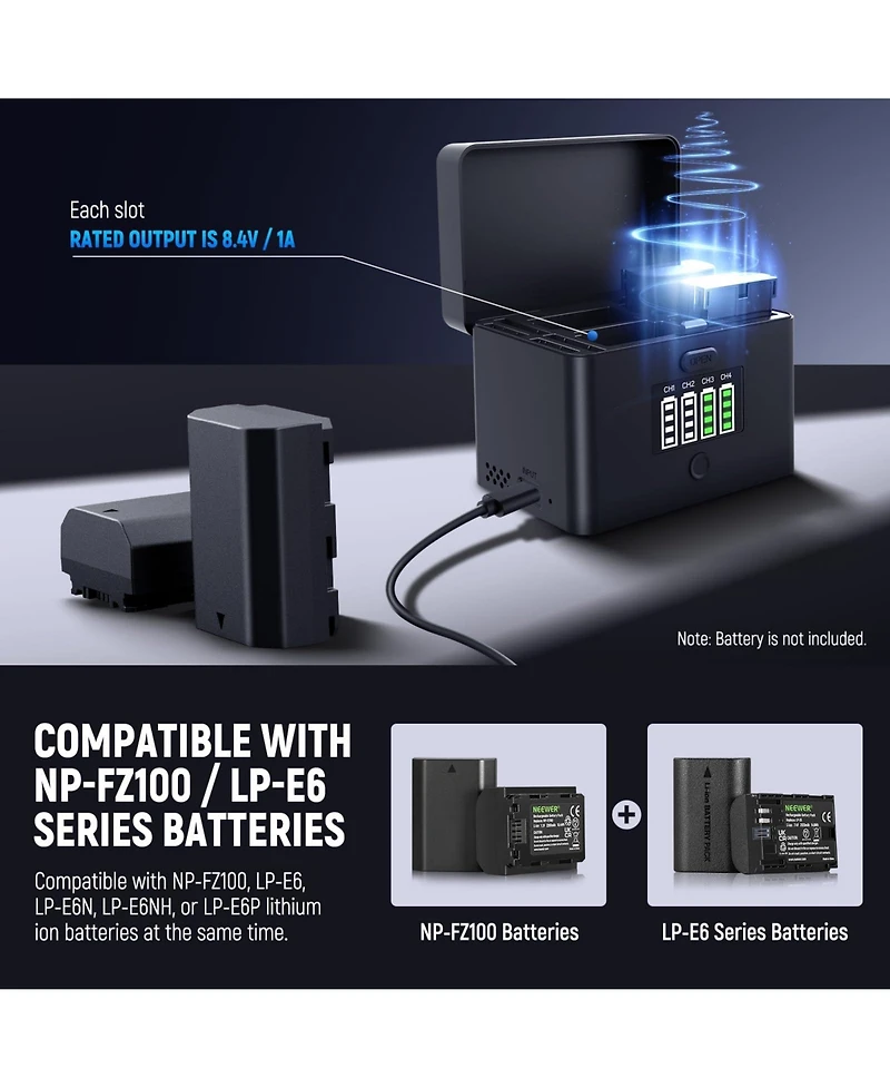 Neewer Nw-ZP4 Camera Battery and Charging Accessory with 40W, 45W for select Sony Np-f-series devices