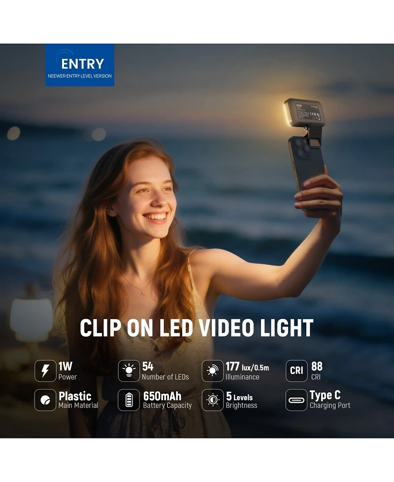 Neewer N8 Led Video Light with 54 LEDs, 650mAh, CRI88 for select iPhone models