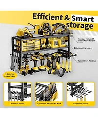 Xdovet Power Tool Organizer Wall Mount 3 Layer 9 Drill Holder Garage Workshop