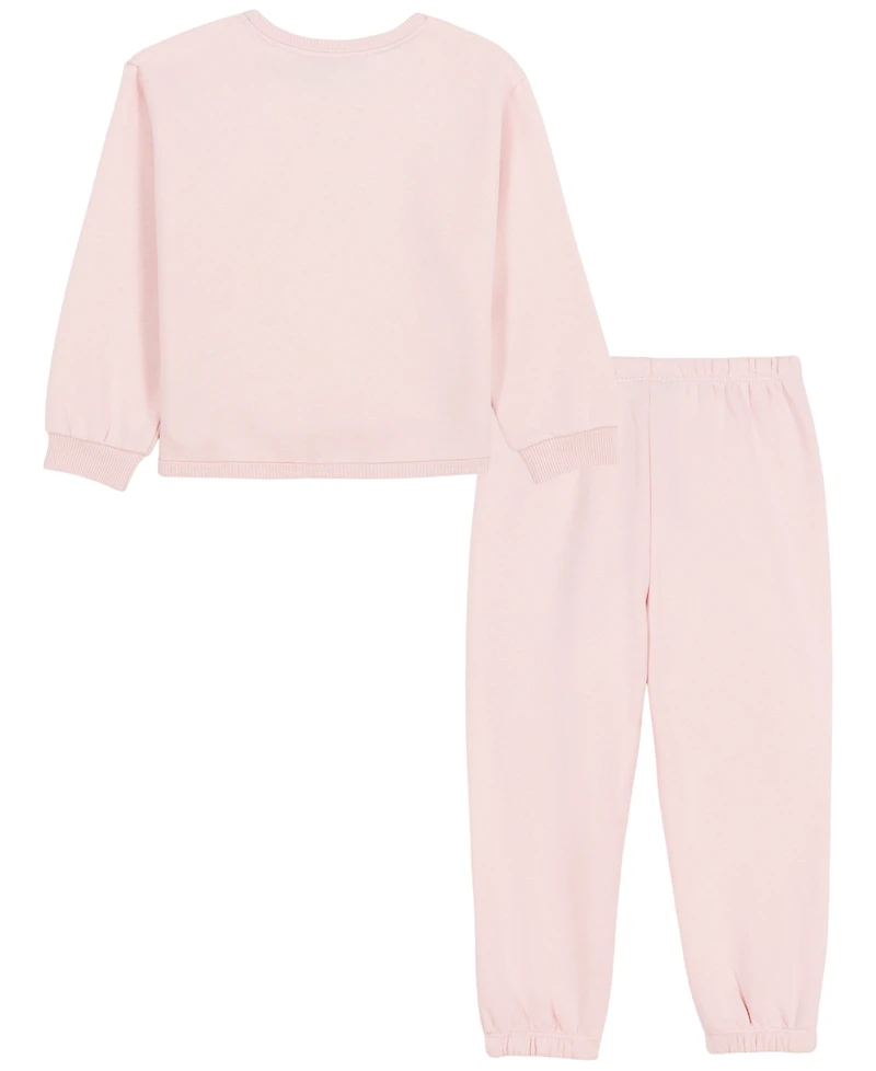Tommy Hilfiger Girls' 2T-6X Long-Sleeve Sweatshirt and Pants, 2-Piece Set