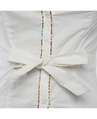 Pre-Owned Love Moschino Women's Beaded Cotton Belted Shirt