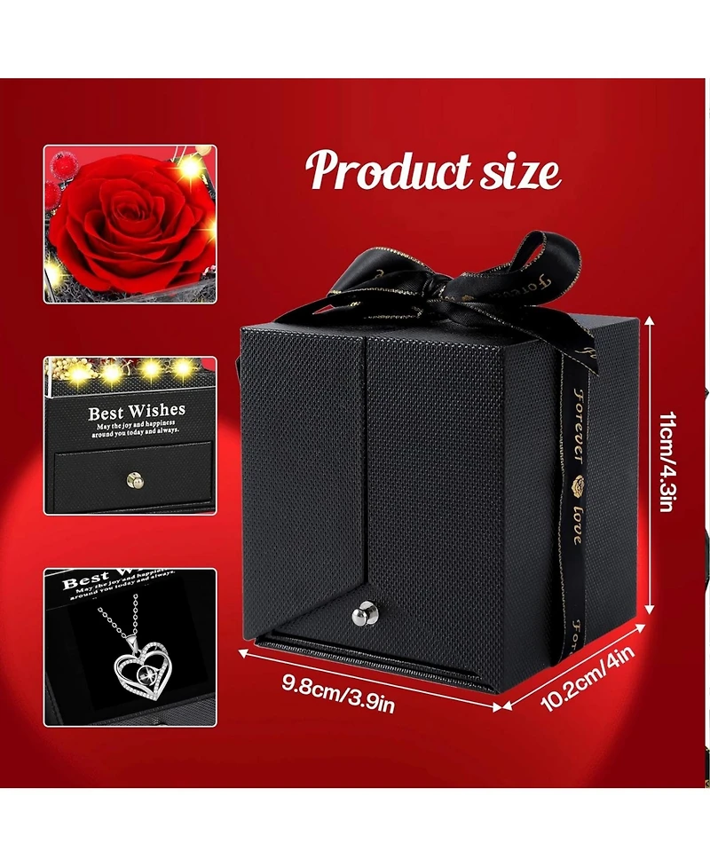 Lovery 5-Piece Preserved Rose with Led Lights